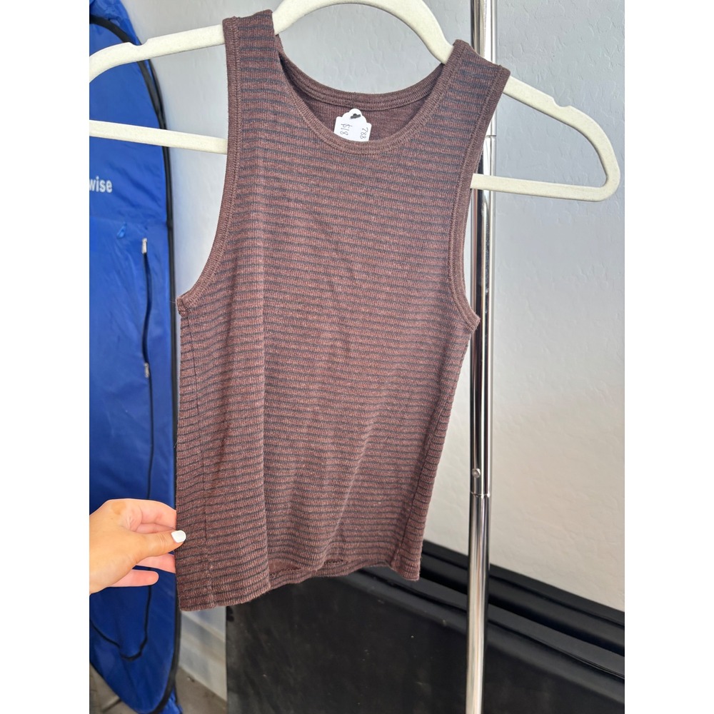 Brown Striped Ribbed Tank Brandy Melville 90s Y2K Aesthetic Sleeveless Top